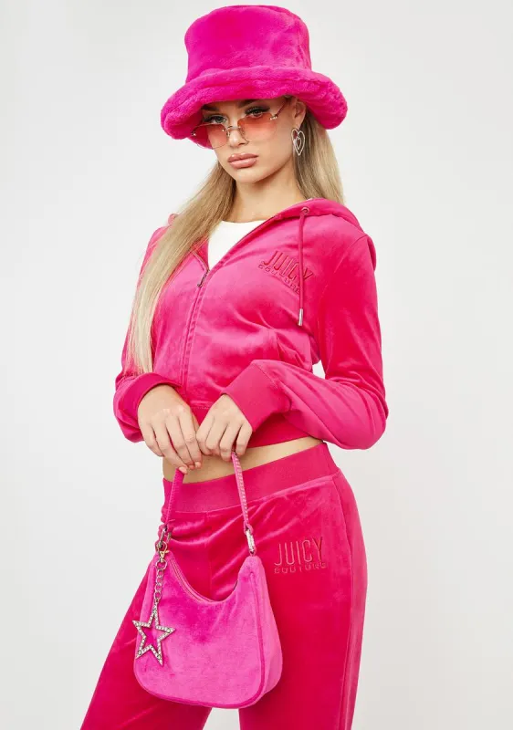 Vixen Pink Classic Velour Hoodie sold by Dolls Kill