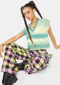 Green Multi Knit Sweater Vest sold by Dolls Kill