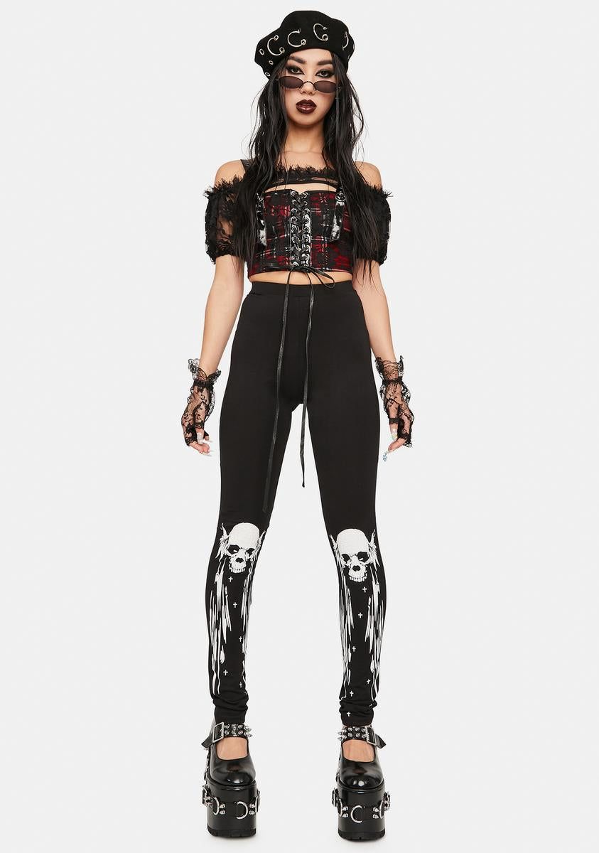 Skull Knee Leggings sold by Dolls Kill product image thumbnail 3