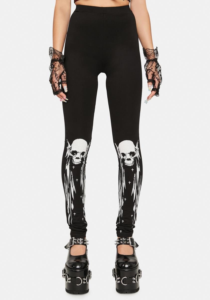 Skull Knee Leggings sold by Dolls Kill