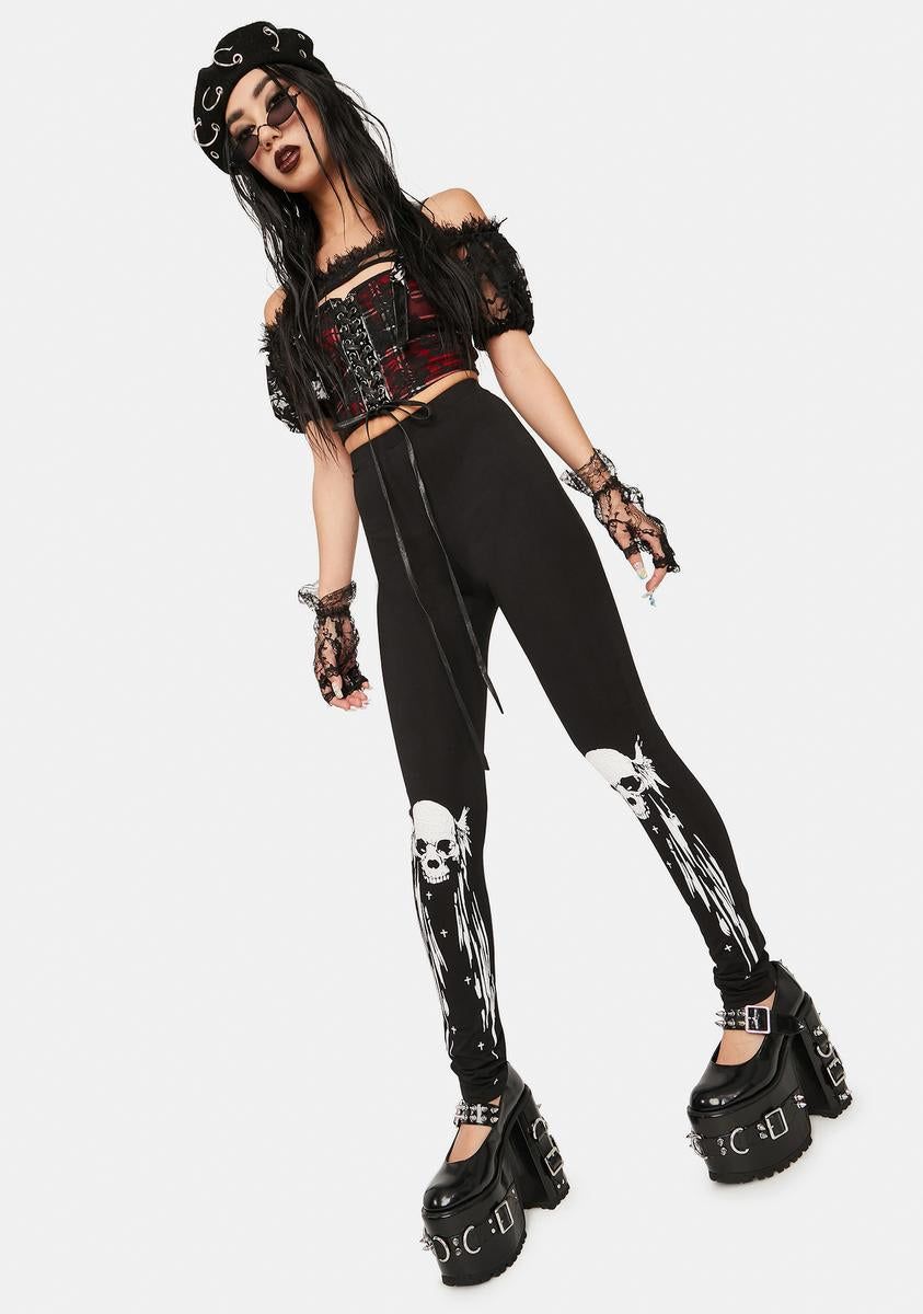 Skull Knee Leggings sold by Dolls Kill product image thumbnail 2