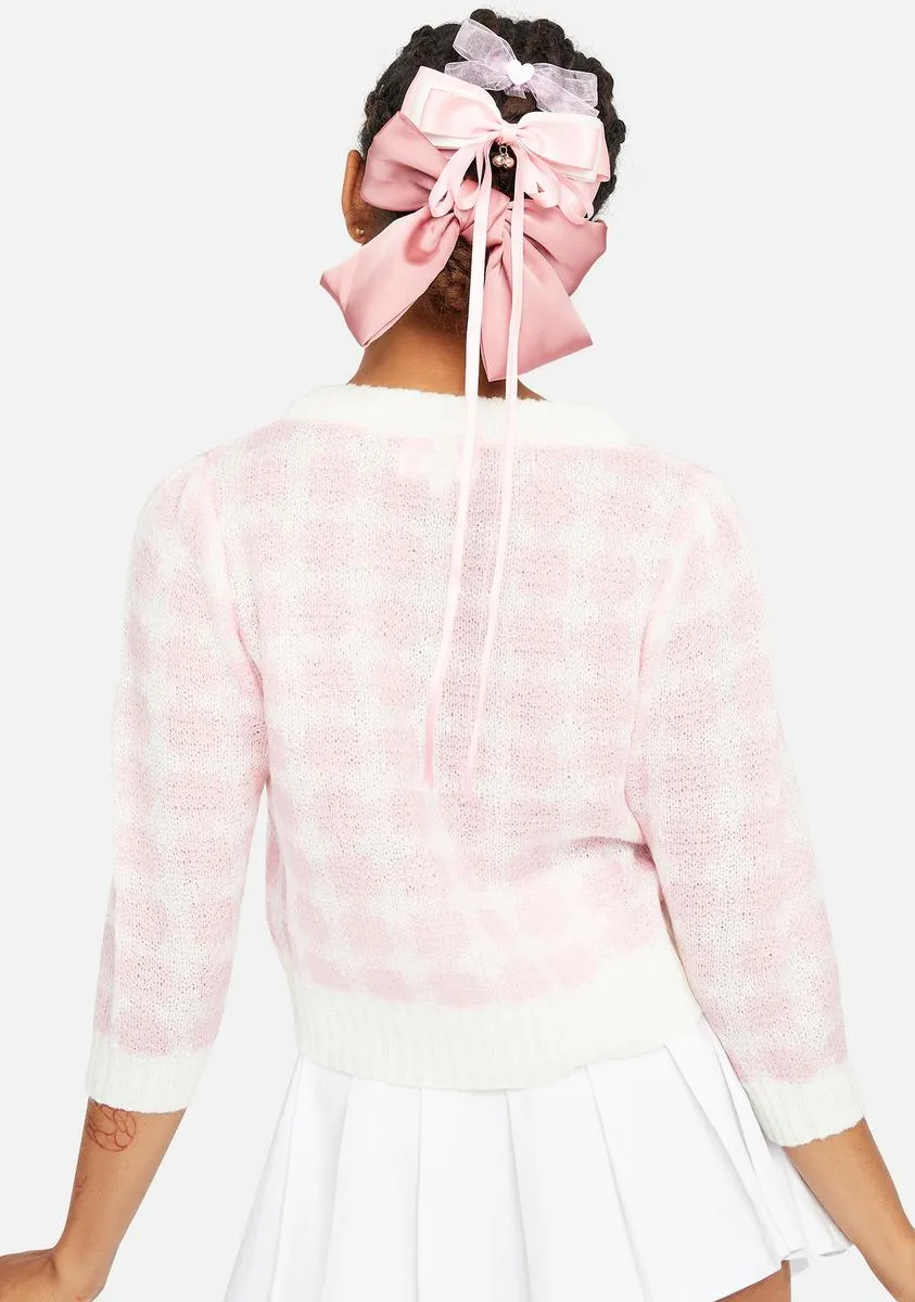 Blush Posh Attitude Gingham Fuzzy Cardigan sold by Dolls Kill product image thumbnail 4