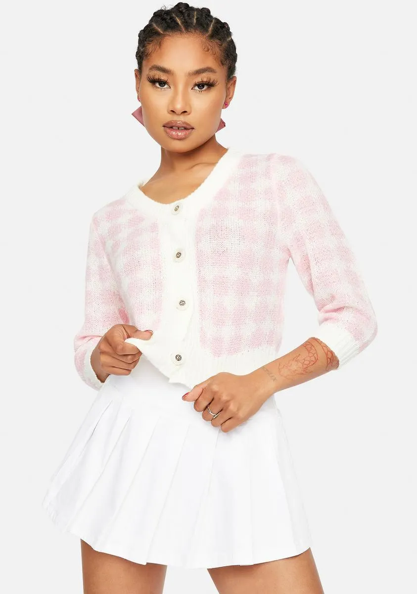 Blush Posh Attitude Gingham Fuzzy Cardigan sold by Dolls Kill