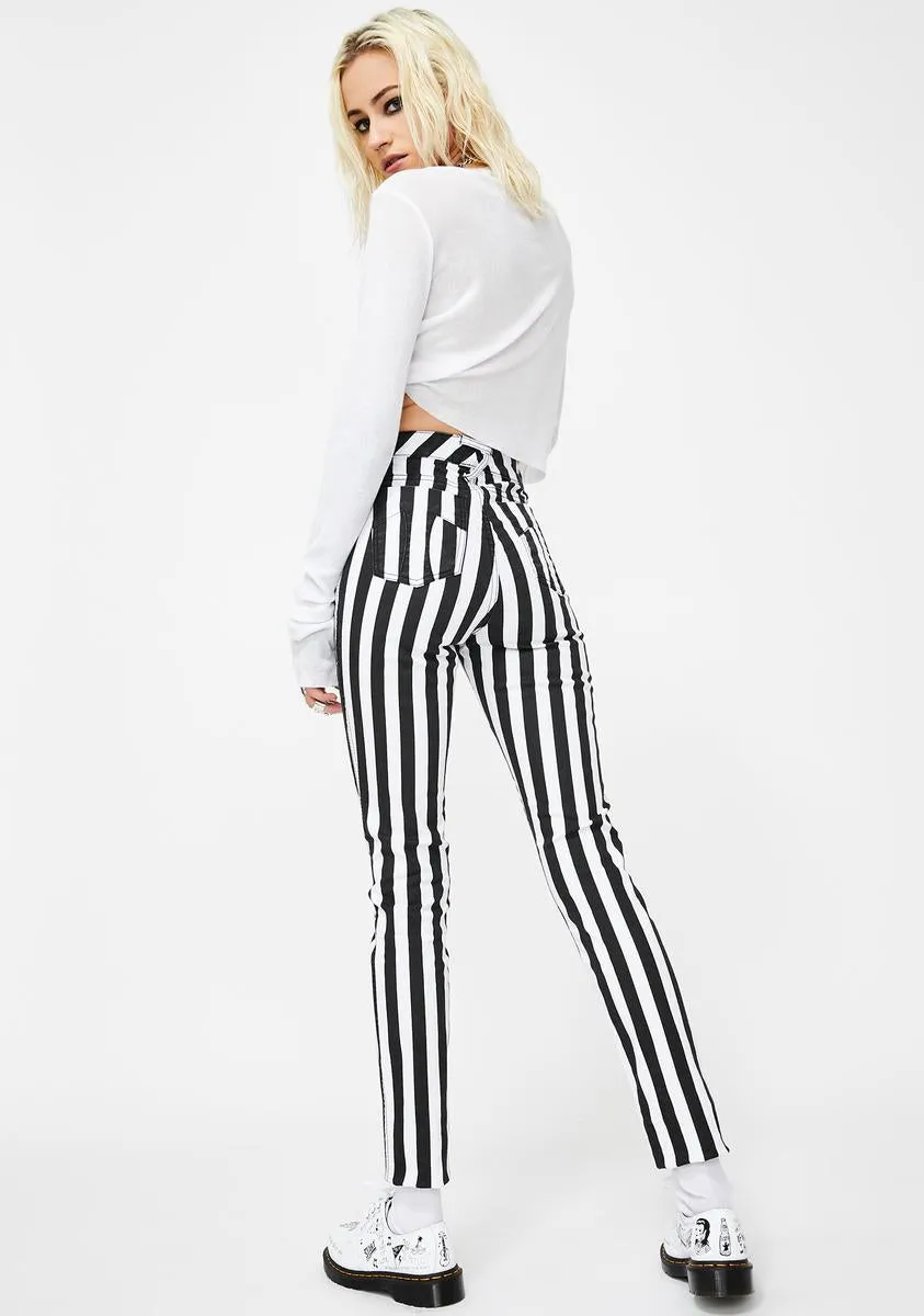 Wide Stripe T-Back Skinny Jeans sold by Dolls Kill product image thumbnail 4