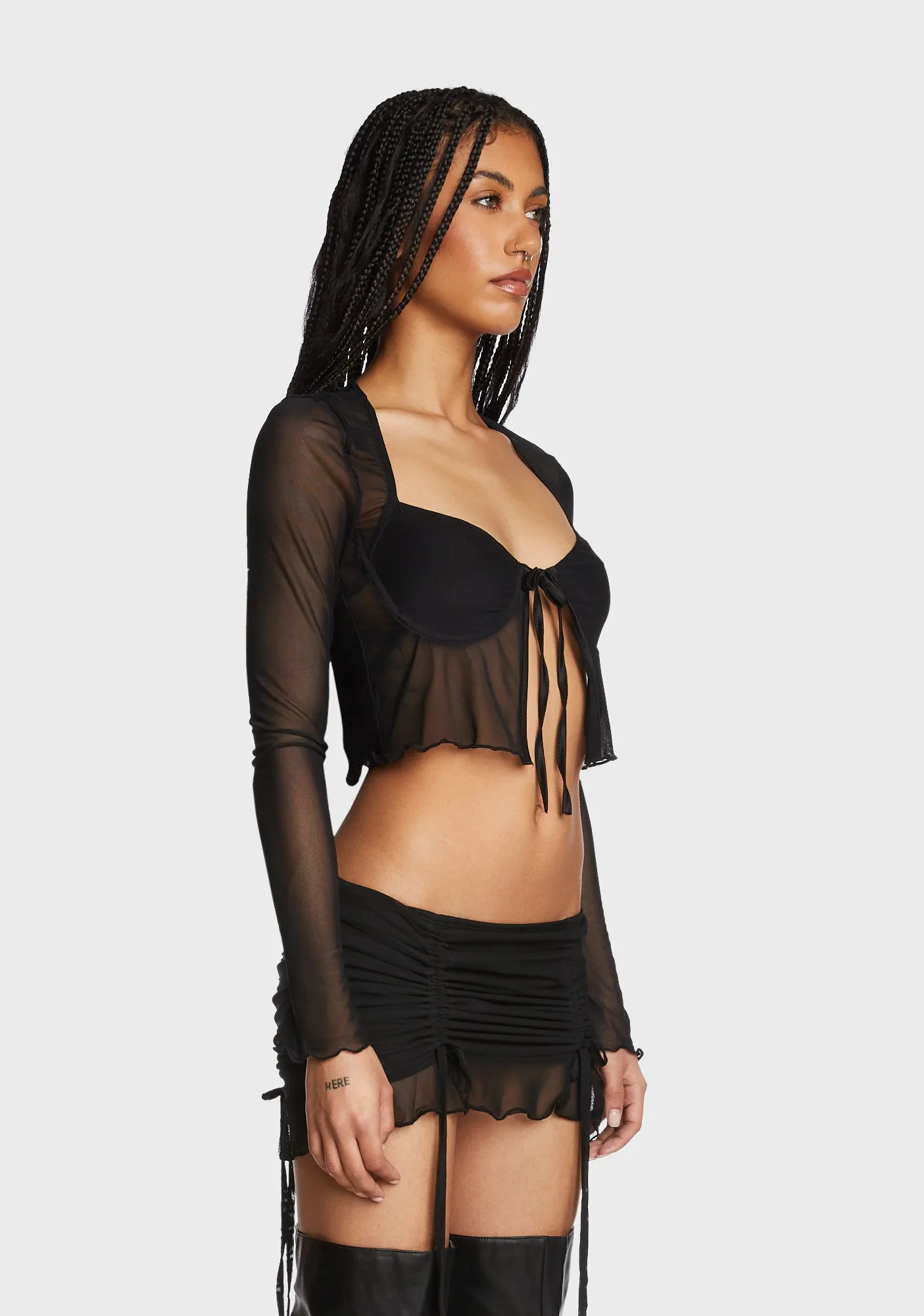 Tie Front Cupped Mesh Top sold by Dolls Kill product image thumbnail 3