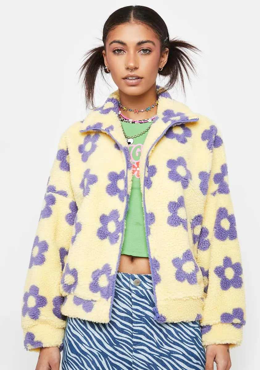 Floral Print Faux Shearling Jacket sold by Dolls Kill