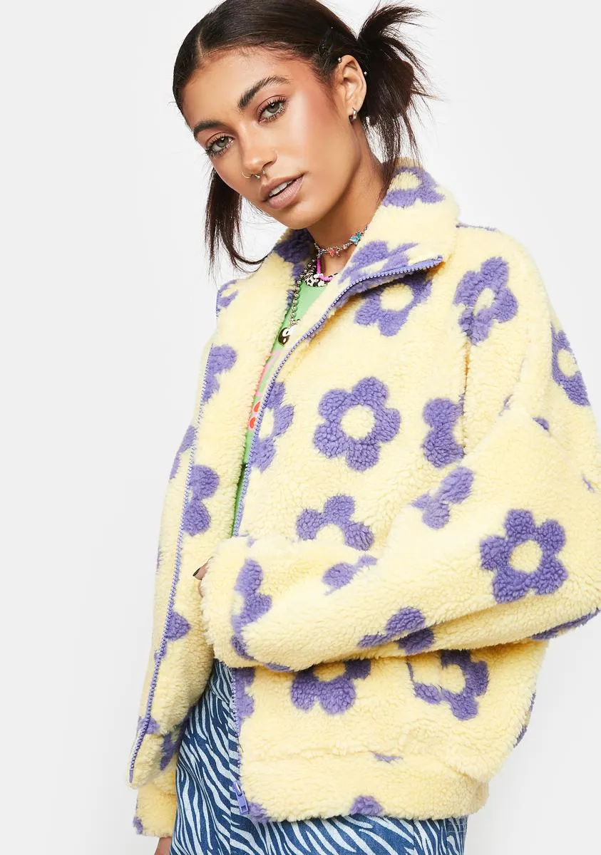Floral Print Faux Shearling Jacket sold by Dolls Kill product image thumbnail 2