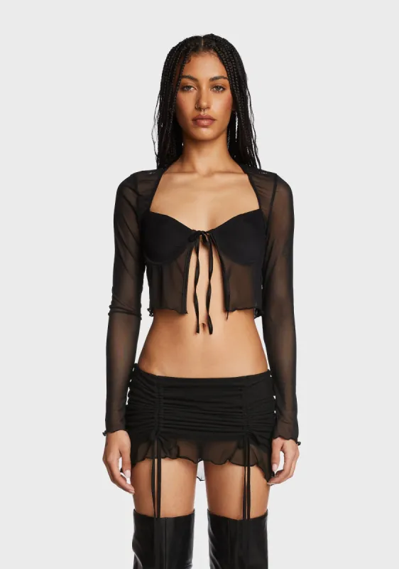 Tie Front Cupped Mesh Top sold by Dolls Kill