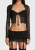 Tie Front Cupped Mesh Top sold by Dolls Kill