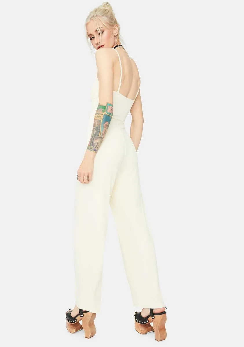Blanc Ready Or Not Ribbed Tie Front Jumpsuit sold by Dolls Kill product image thumbnail 4
