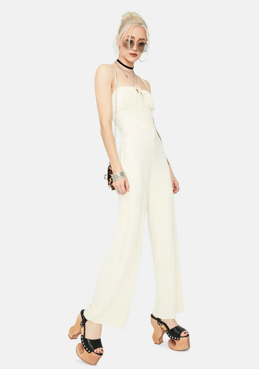 Blanc Ready Or Not Ribbed Tie Front Jumpsuit sold by Dolls Kill product image thumbnail 3