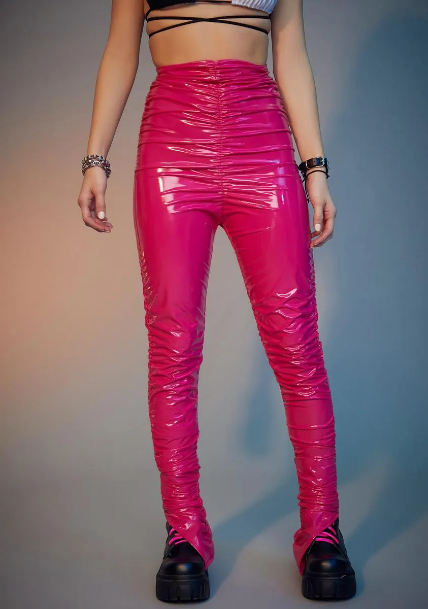 When I Grow Up Vinyl Ruched Pants sold by Dolls Kill