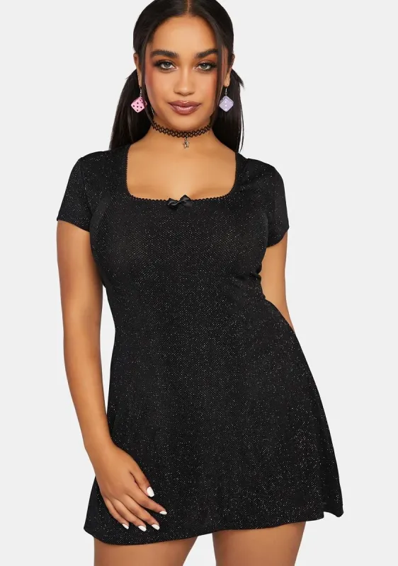 Plus Lucky Caller Glitter Mini Dress sold by Dolls Kill