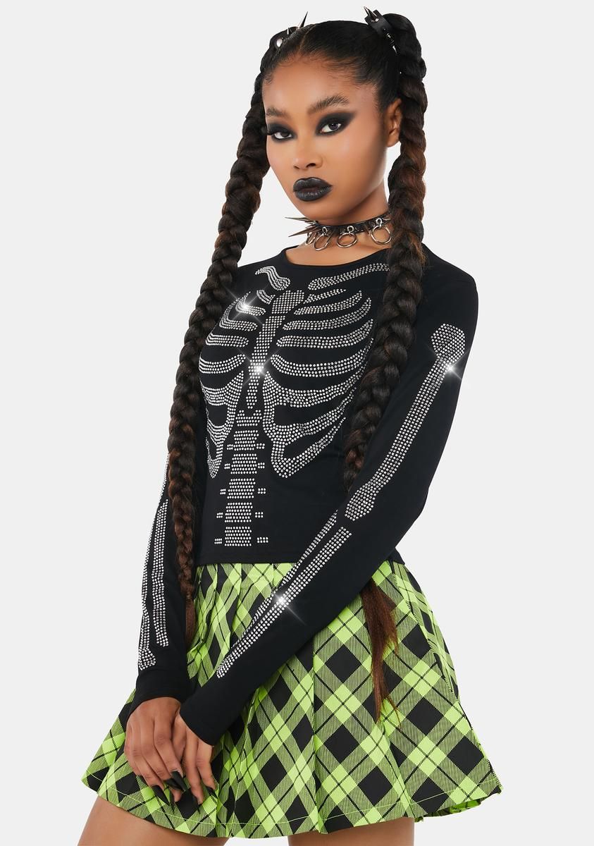 Goin' Tibia Okay Skeleton Long Sleeve Top sold by Dolls Kill product image thumbnail 2