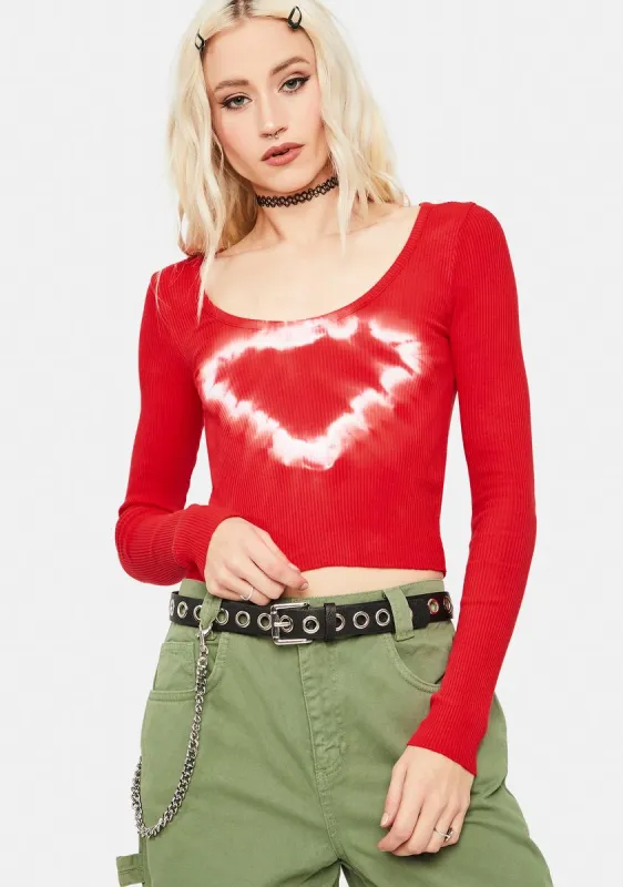 Ribbed Heart Tie Dye Scoop Top sold by Dolls Kill