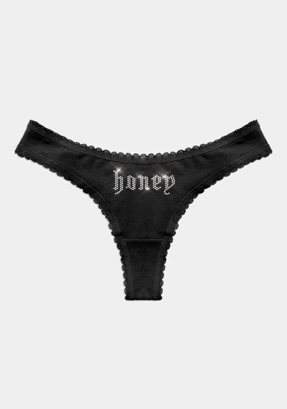 Honey Rhinestone Thong sold by Dolls Kill