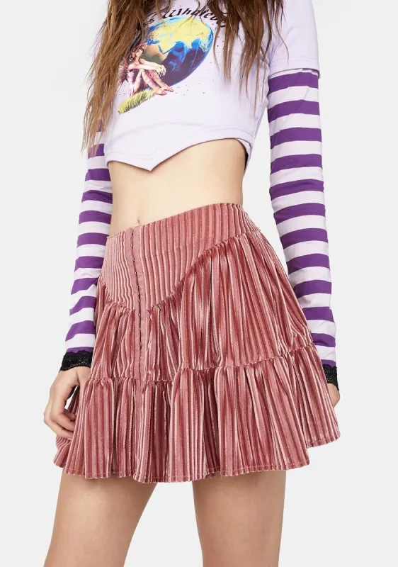 Little By Little Velour Mini Skirt sold by Dolls Kill