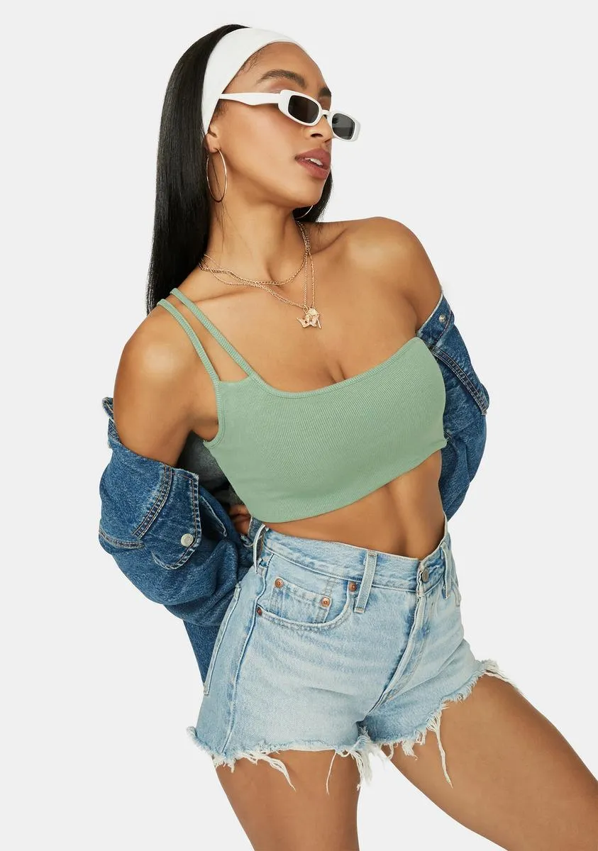 Jade State Of Mind One Shoulder Crop Tank sold by Dolls Kill product image thumbnail 2
