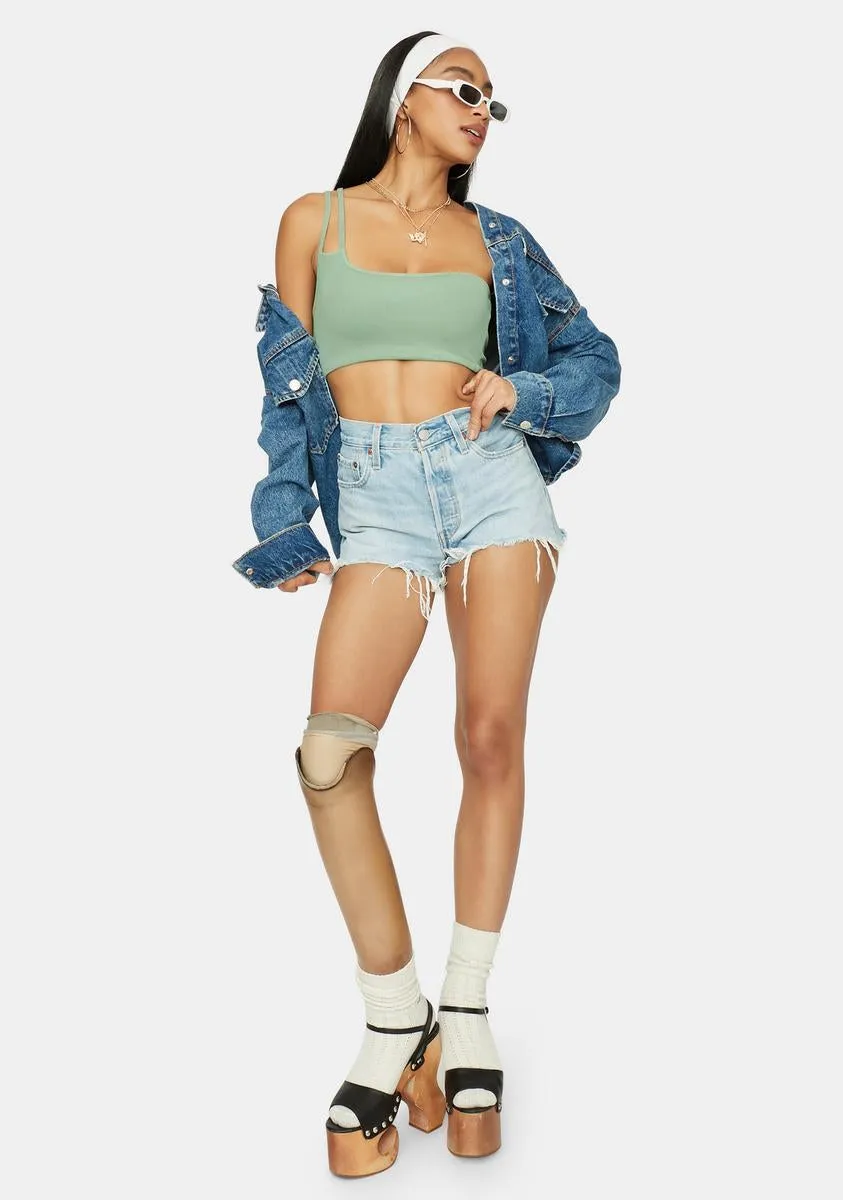 Jade State Of Mind One Shoulder Crop Tank sold by Dolls Kill product image thumbnail 3