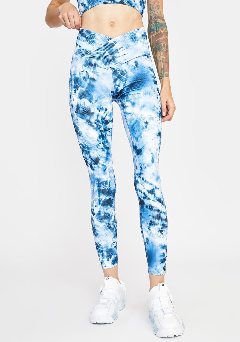 Indigo Tie Dye Cara Printed Leggings sold by Dolls Kill