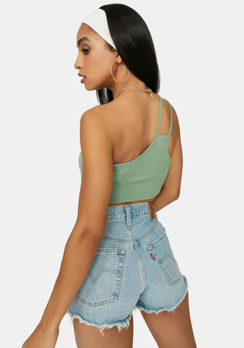 Jade State Of Mind One Shoulder Crop Tank sold by Dolls Kill product image thumbnail 4