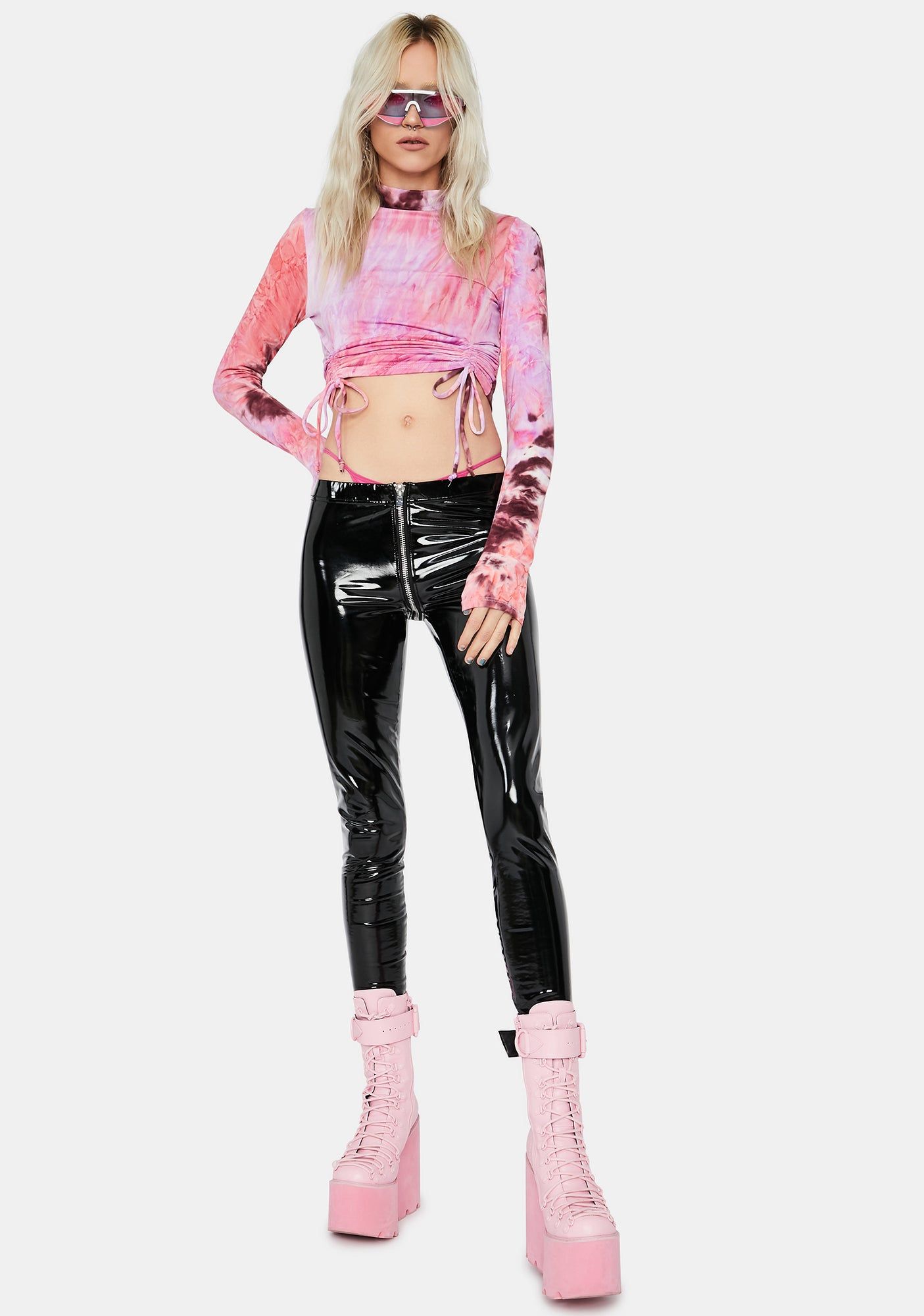 Lavender Days Pass Ruched Tie Dye Crop Top sold by Dolls Kill product image thumbnail 3