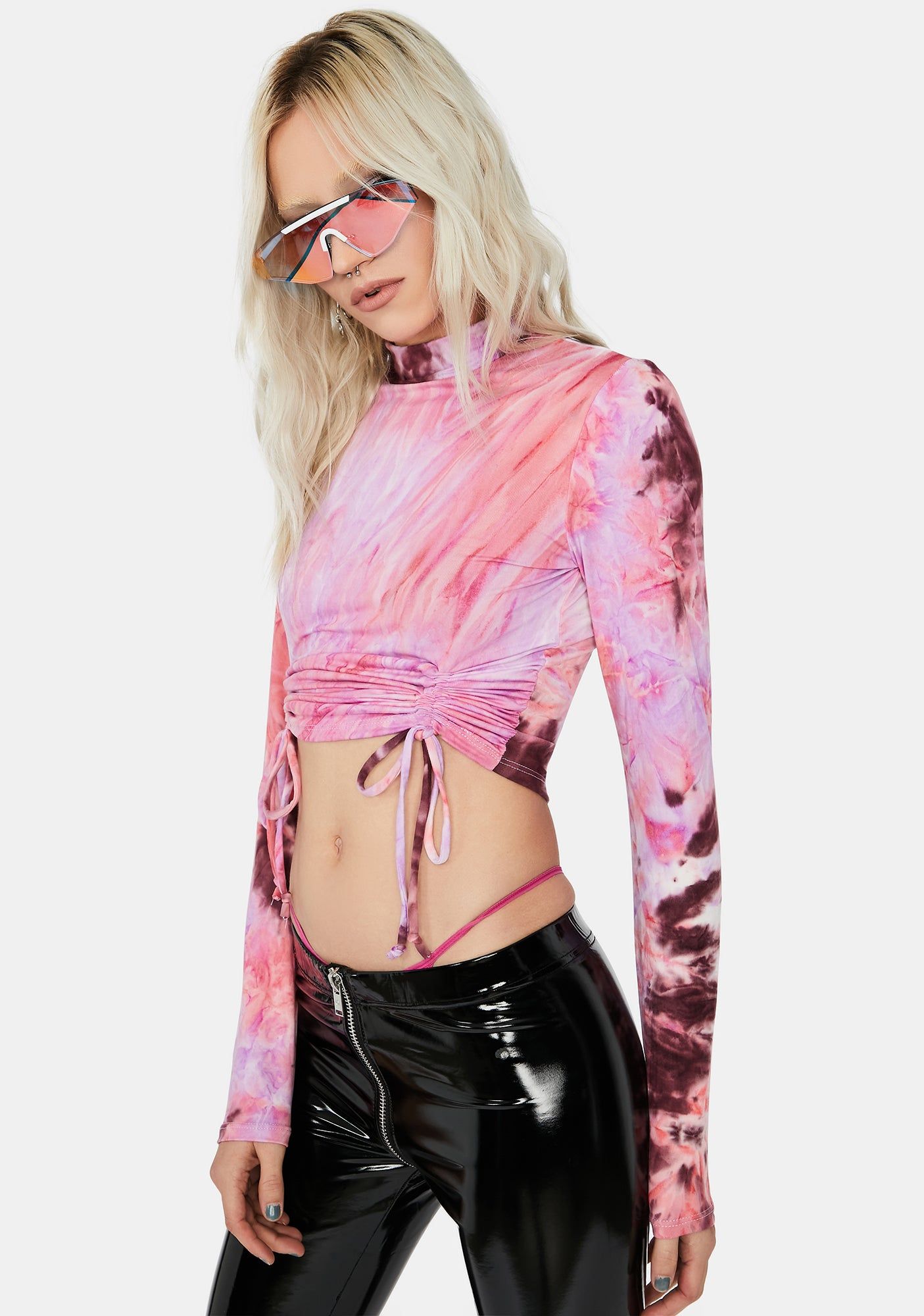 Lavender Days Pass Ruched Tie Dye Crop Top sold by Dolls Kill product image thumbnail 2