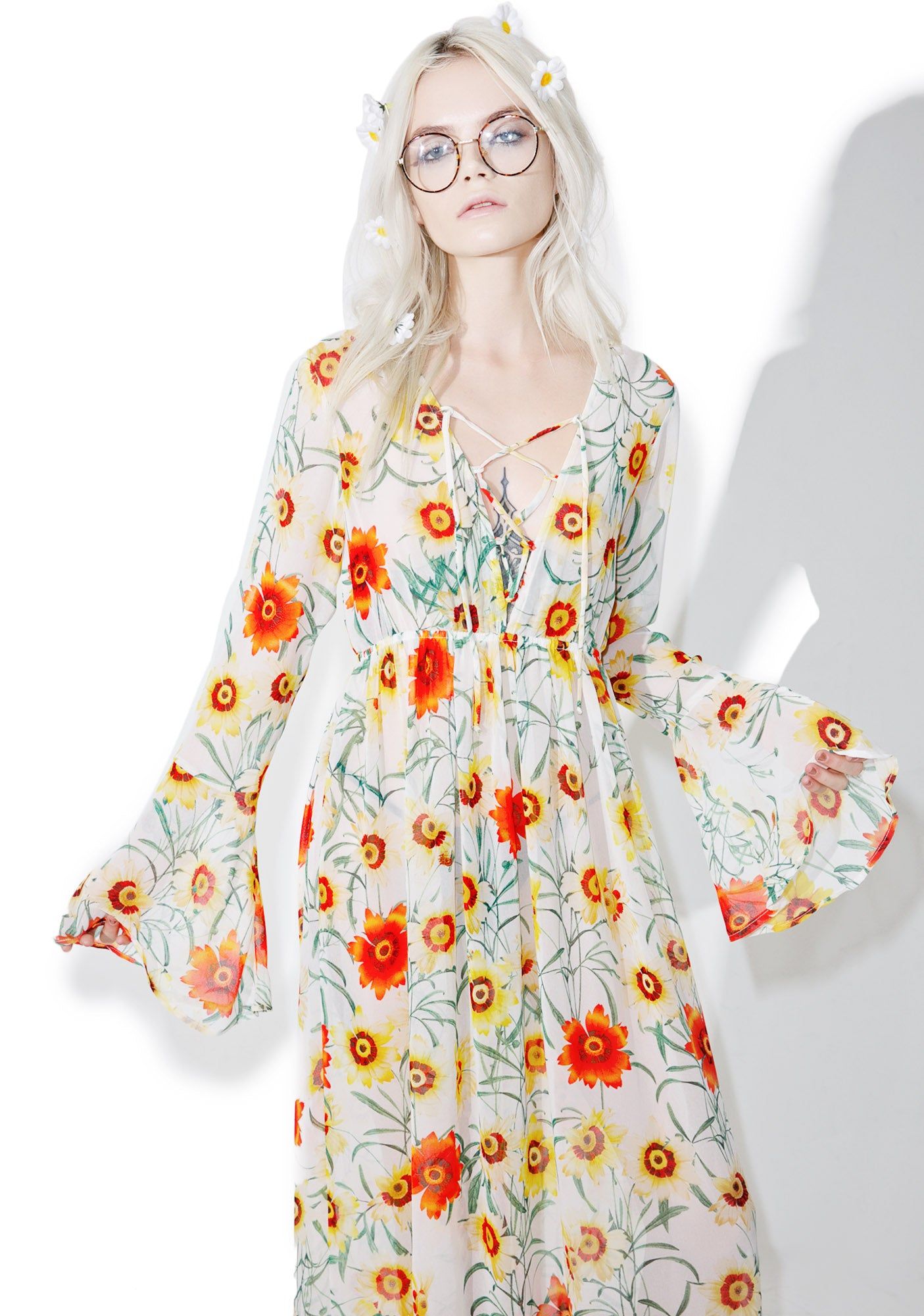 Wild Daisy Lace Up Dress sold by Dolls Kill product image thumbnail 5