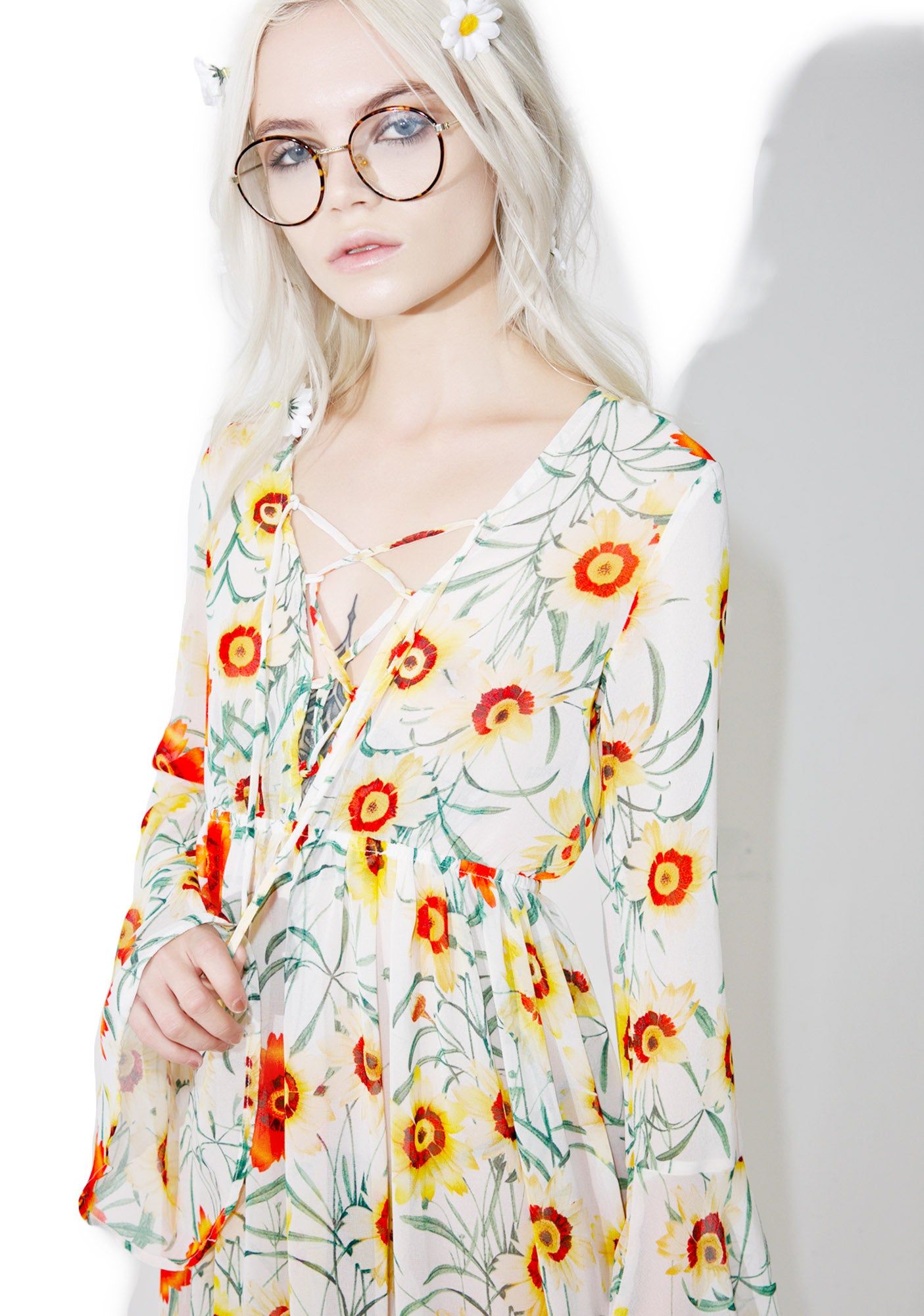 Wild Daisy Lace Up Dress sold by Dolls Kill product image thumbnail 2