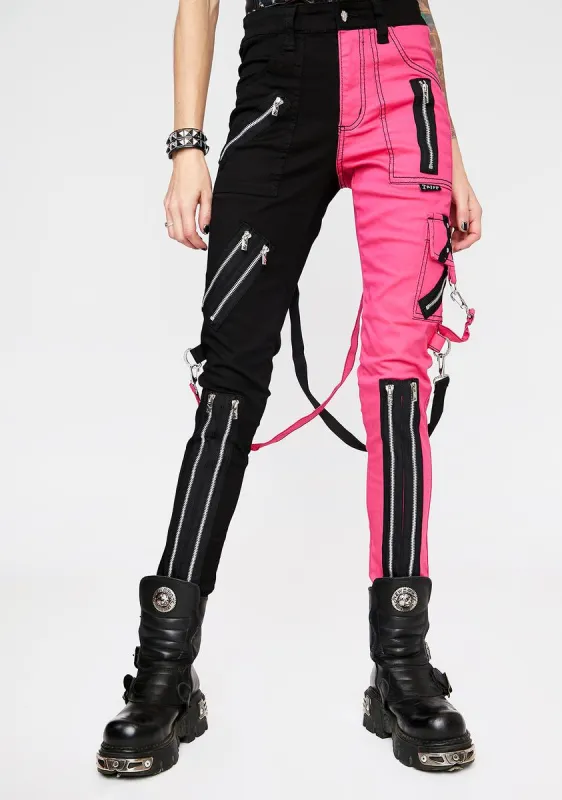 Pink Split Leg Rage Pants sold by Dolls Kill