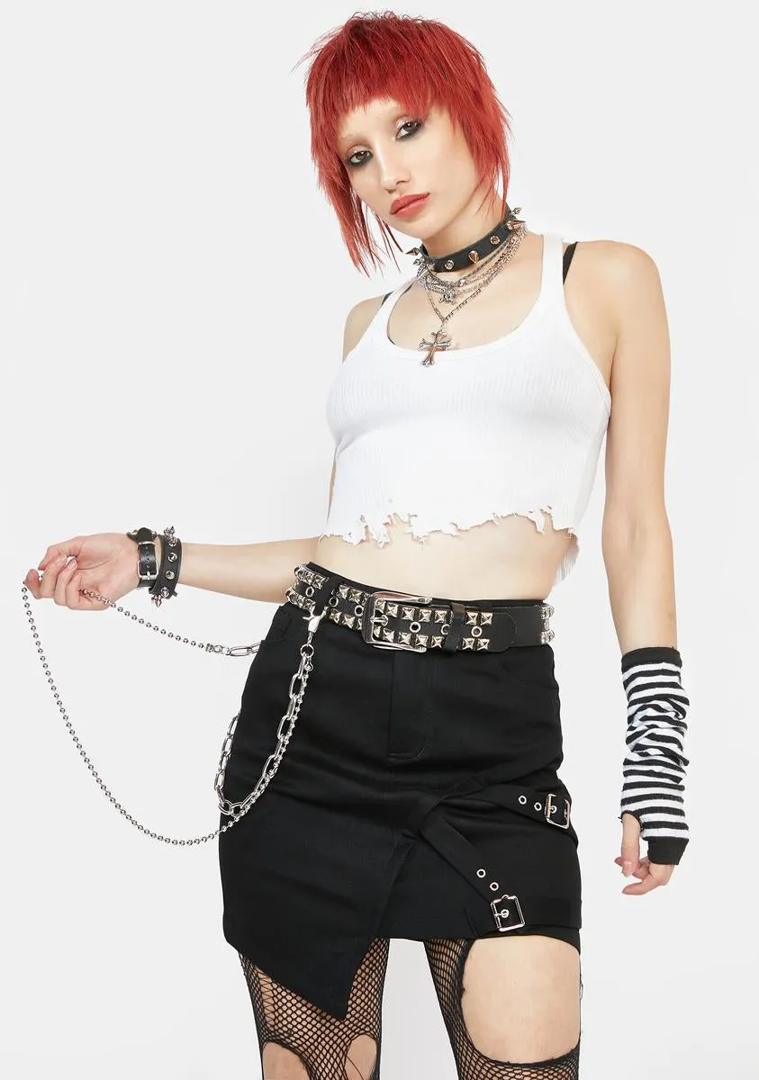 Asymmetric Denim Mini Skirt sold by Dolls Kill product image thumbnail 2