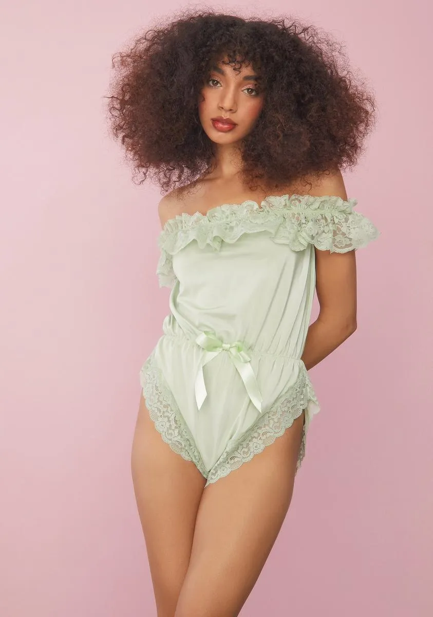 Sage Into You Lace Romper sold by Dolls Kill