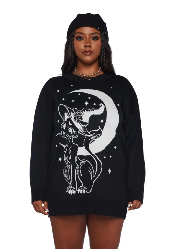 Plus Familiar Kitty Knit Sweater sold by Dolls Kill