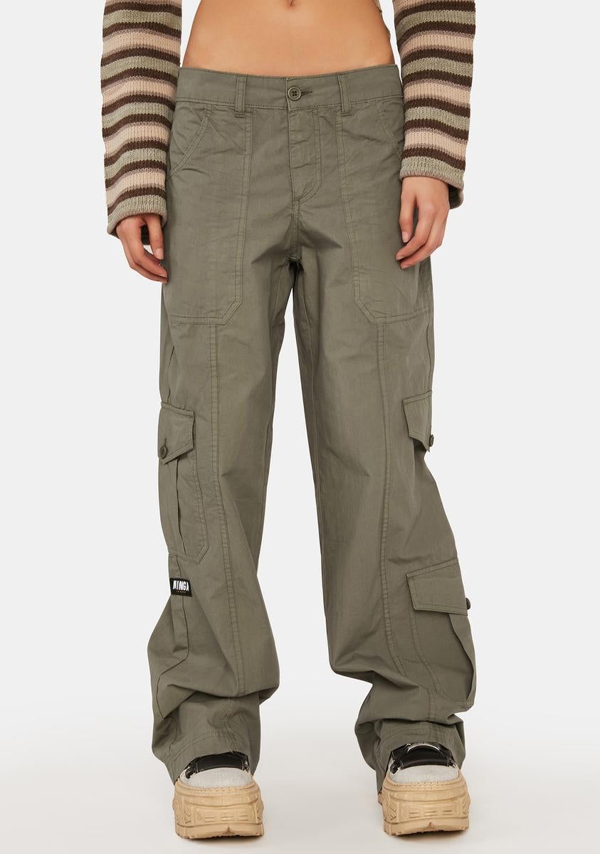 Eve Olive Y2K Cargo Pants sold by Dolls Kill