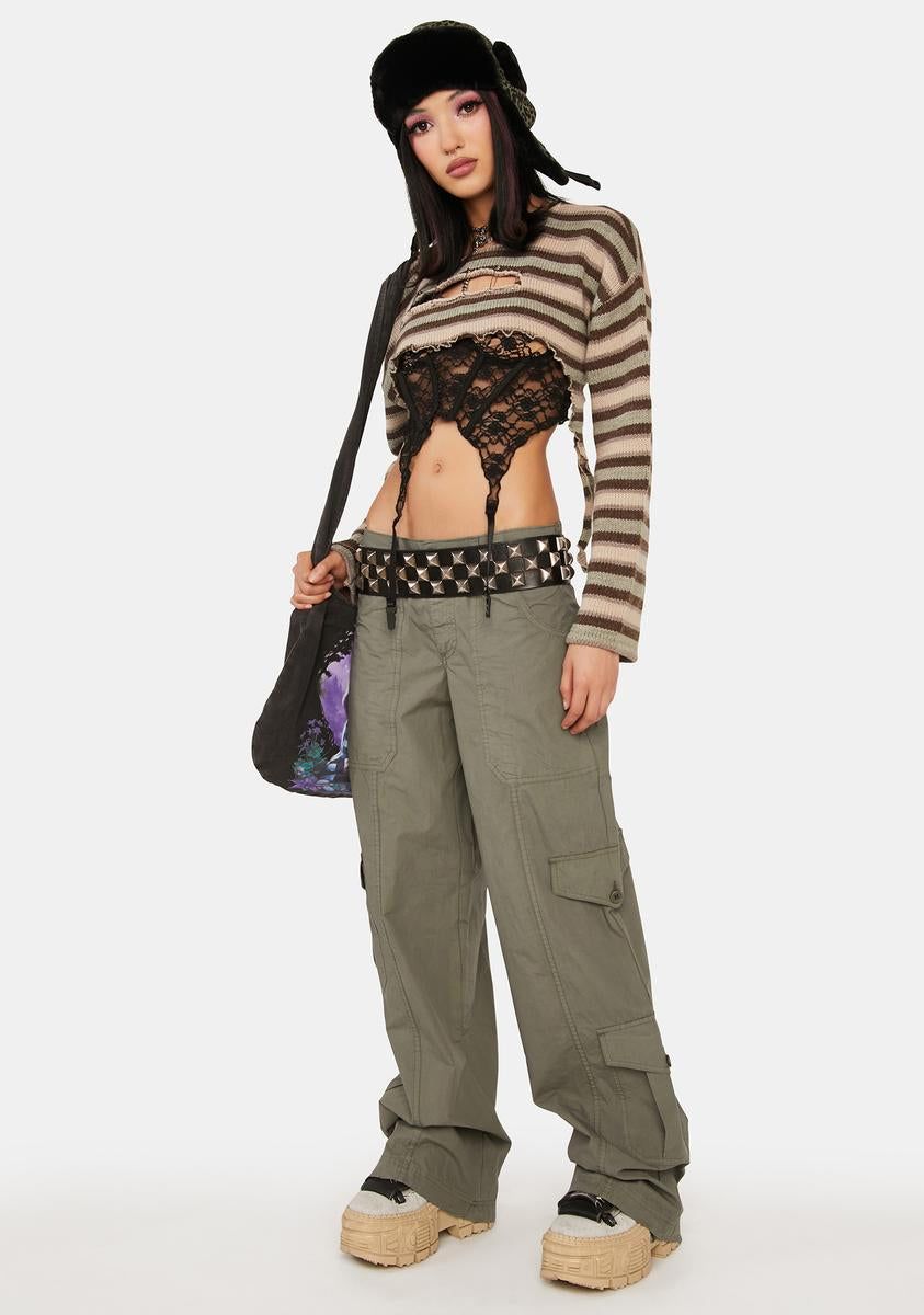 Eve Olive Y2K Cargo Pants sold by Dolls Kill product image thumbnail 2