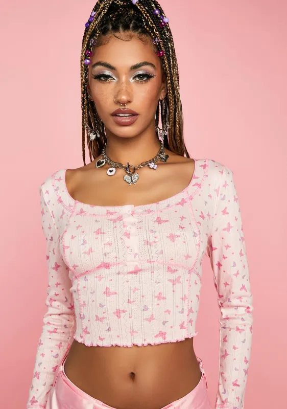 She's A Legacy Pointelle Long Sleeve Top sold by Dolls Kill
