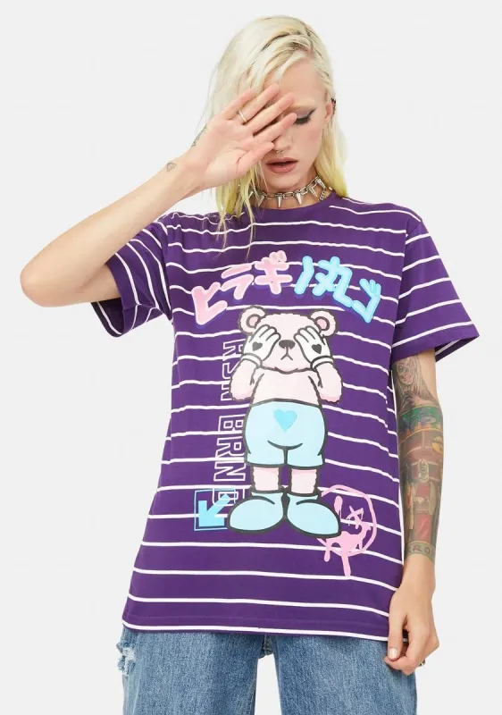 Light Up Striped Graphic Tee sold by Dolls Kill
