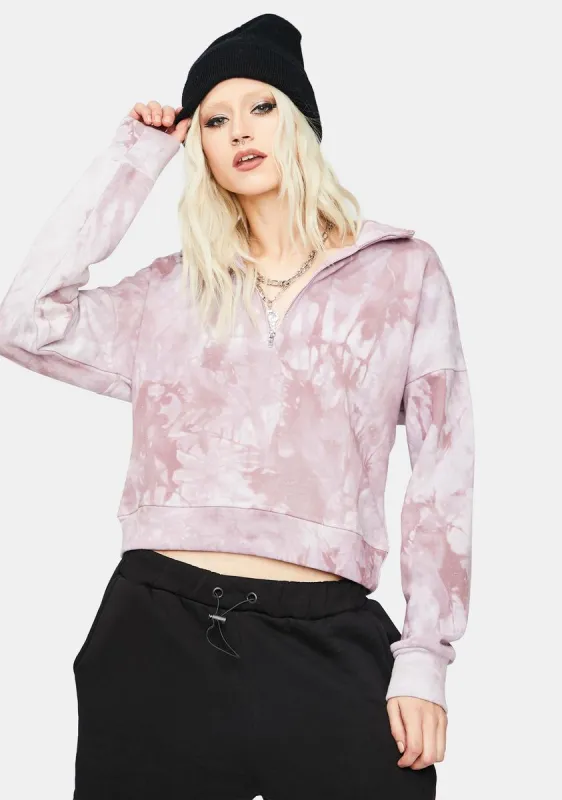 Grape About The Vibe Tie Dye Cropped Pullover sold by Dolls Kill