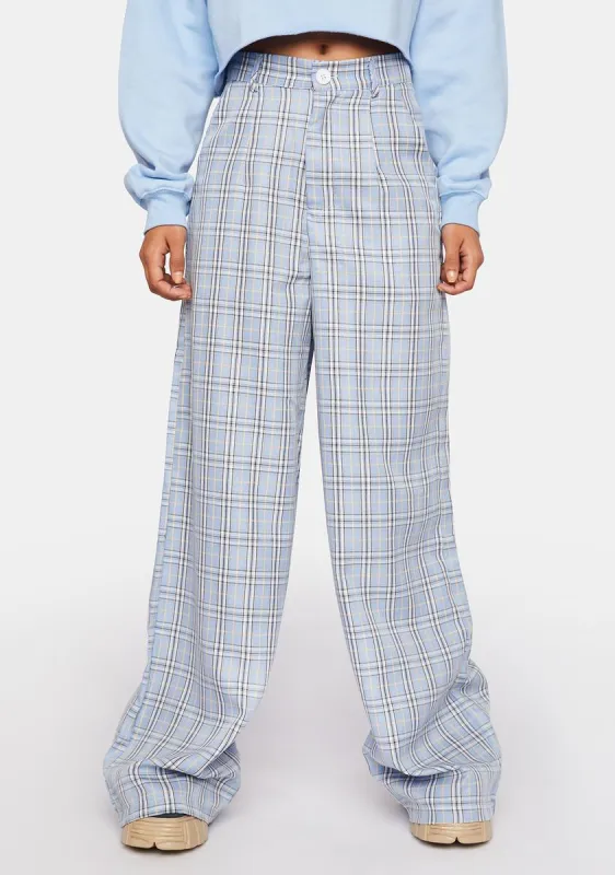 Blue Checked Laura Trousers sold by Dolls Kill