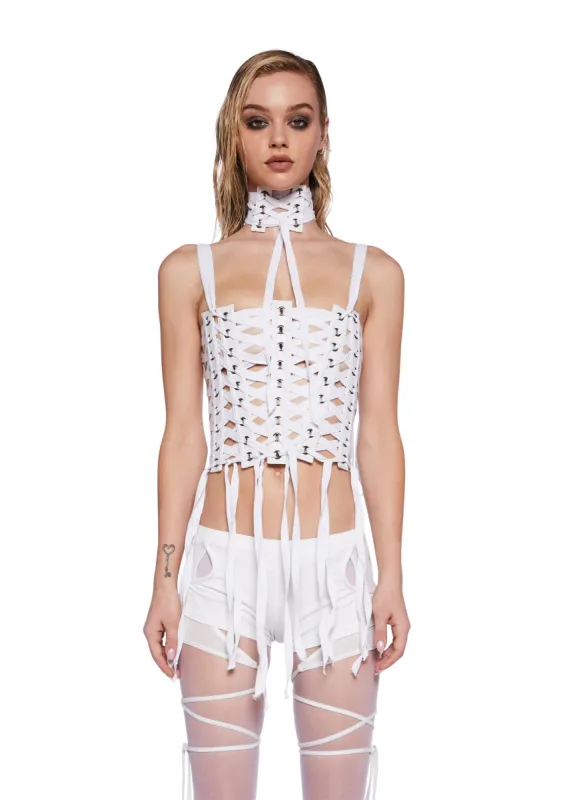 Pitch Ribbon Corset Top sold by Dolls Kill