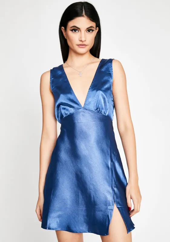 Azure Feelin' Dreamy Satin Dress sold by Dolls Kill