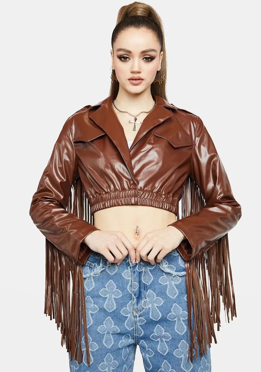 Sienna Victim Of Cool Fringe Moto Jacket sold by Dolls Kill
