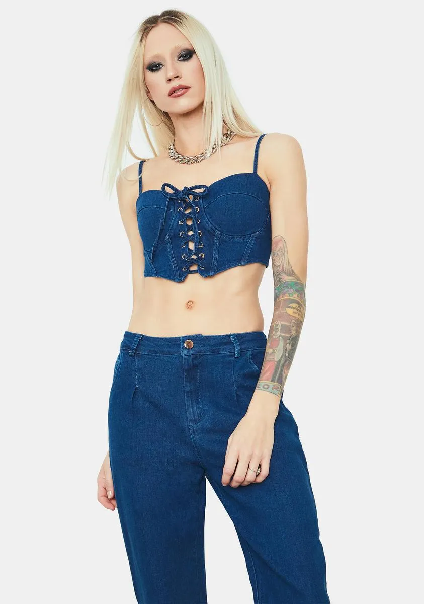 Makes A Difference Denim Pants Set sold by Dolls Kill
