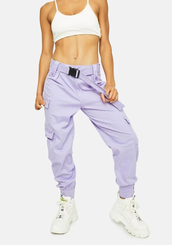 Lilac Best Version Of Me Cargo Pants sold by Dolls Kill