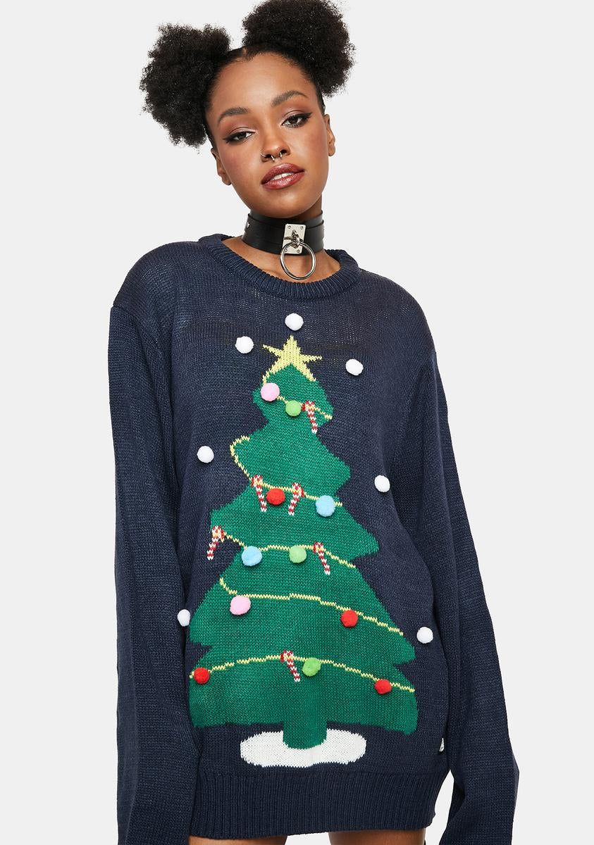Snowy Christmas Tree Sweater sold by Dolls Kill