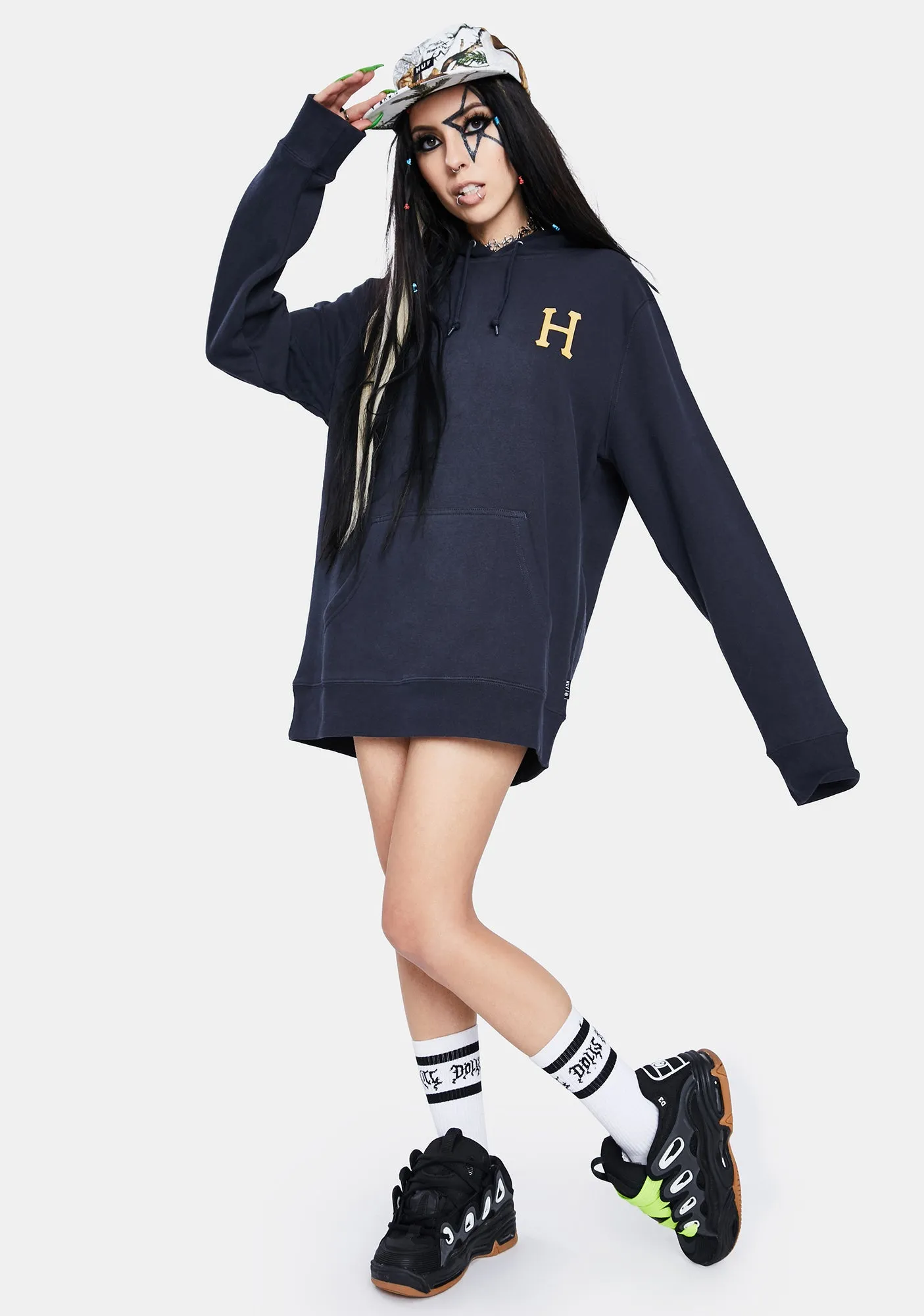 French Navy Planta Pullover Hoodie sold by Dolls Kill product image thumbnail 3