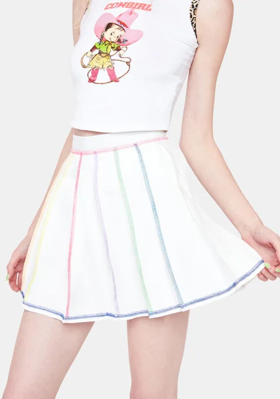 Pure Pot Of Gold Pleated Mini Skirt sold by Dolls Kill