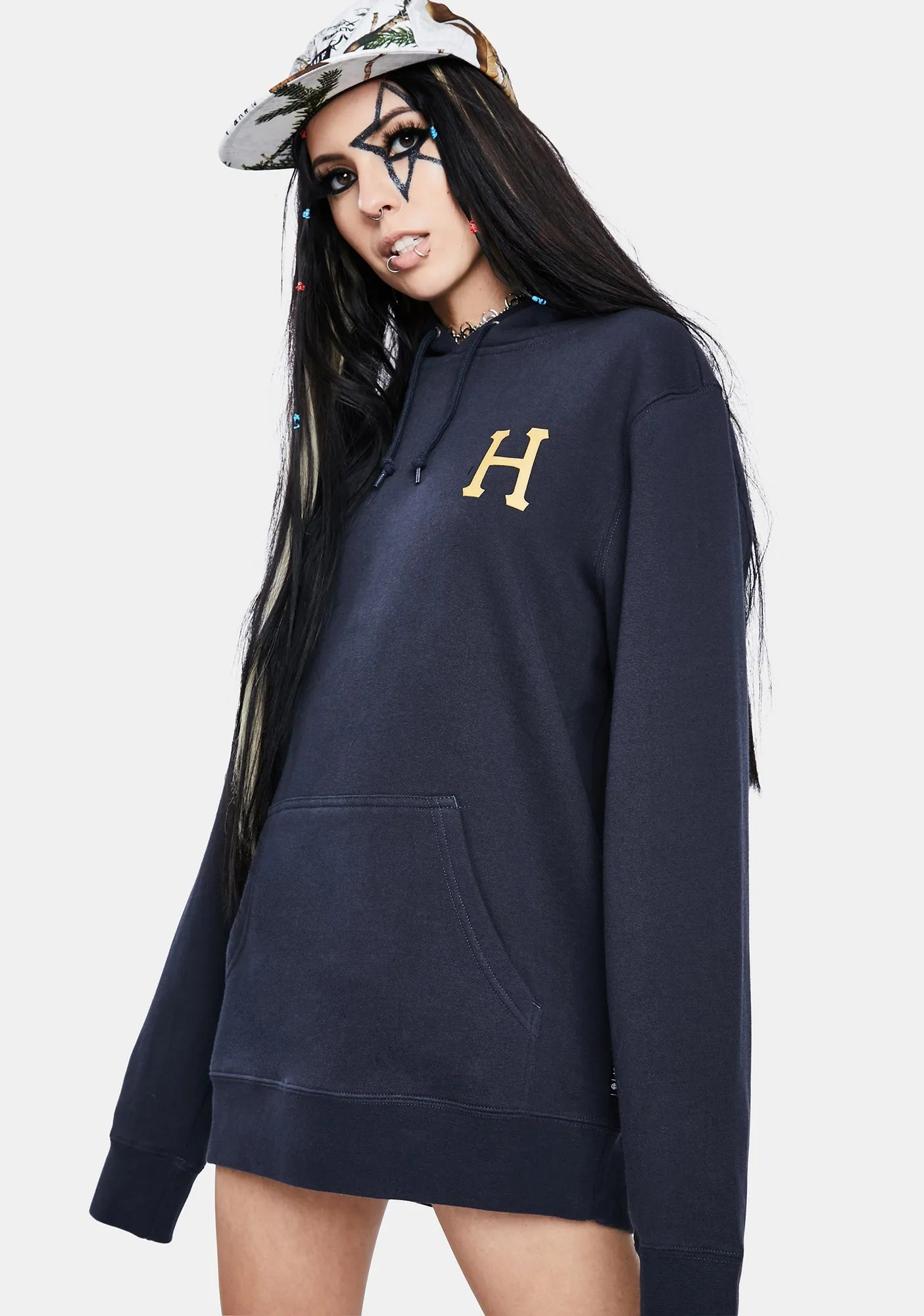 French Navy Planta Pullover Hoodie sold by Dolls Kill product image thumbnail 4