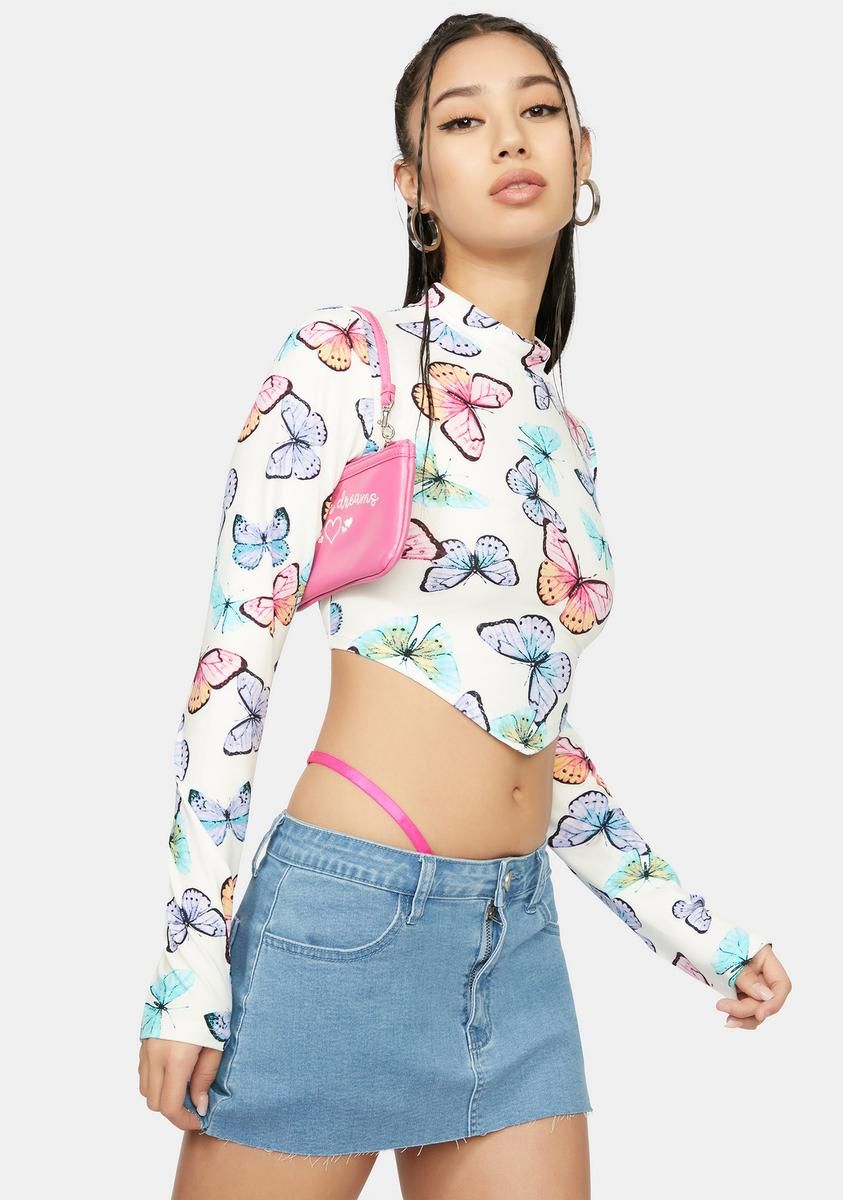Flutter On Butterfly Print Crop Top sold by Dolls Kill product image thumbnail 2