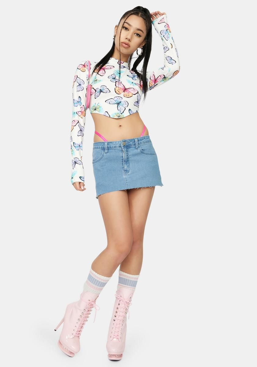 Flutter On Butterfly Print Crop Top sold by Dolls Kill product image thumbnail 3